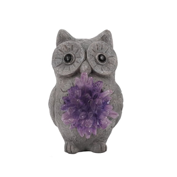 OIUR Hear-No See-No Speak-No Gnome Figurine Resin Faux Crystal Garden Dwarf Frog Owl Statue for Home Tabletop Yard Lawn Patio Decor