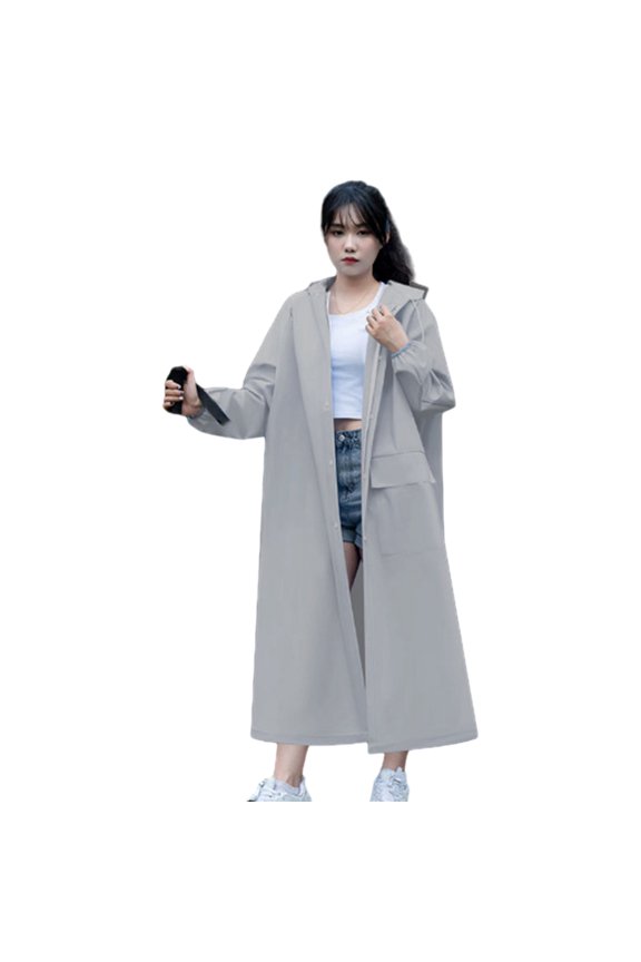 Hooded Raincoat Waterproof EVA Button Zipper Closure Reusable Adults Ultralight Rainproof Thick Portable Outdoor Travel Rain Jacket Poncho Rainwear