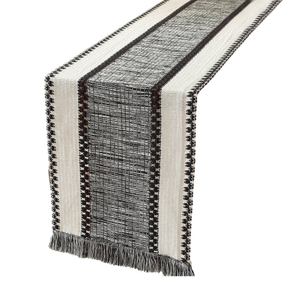 OIUR Knitted Table Runner Bohemian Table Runner with Tassels Rustic Table Runner for Farmhouse Dining Table Dresser Decoration