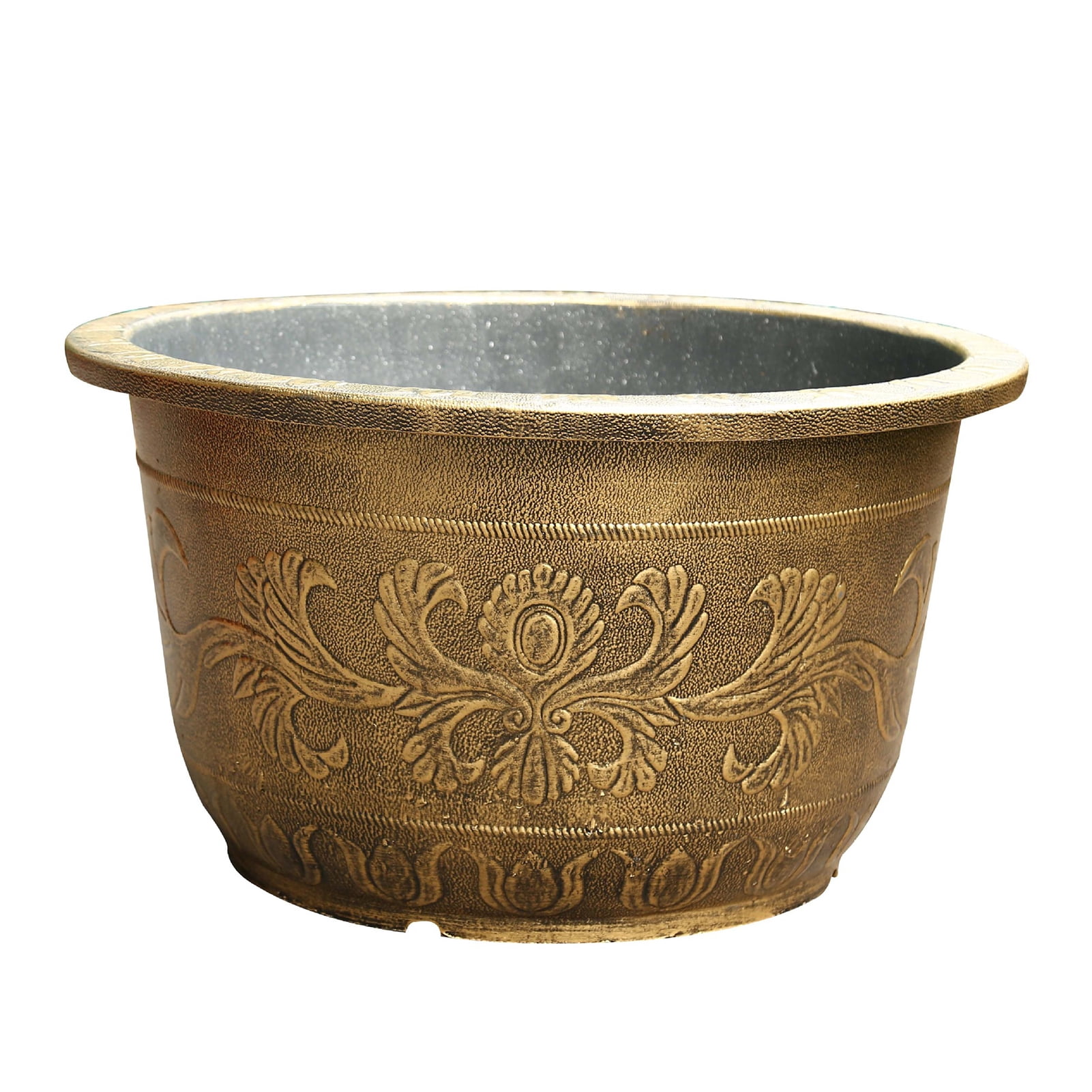 OIUR Large Flower Pot Thickened Plant Pot with Drainage Hole Retro Resin Lotus Planter for Indoor Outdoor Plants Home Gardening
