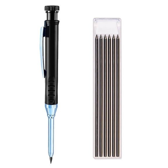 OIUR Mechanical Carpenter Pencils with 6 Refill Construction Pencil with Built-in Sharpener Deep Hole Long Nib Marker Pen for Woodworking Architect Marking