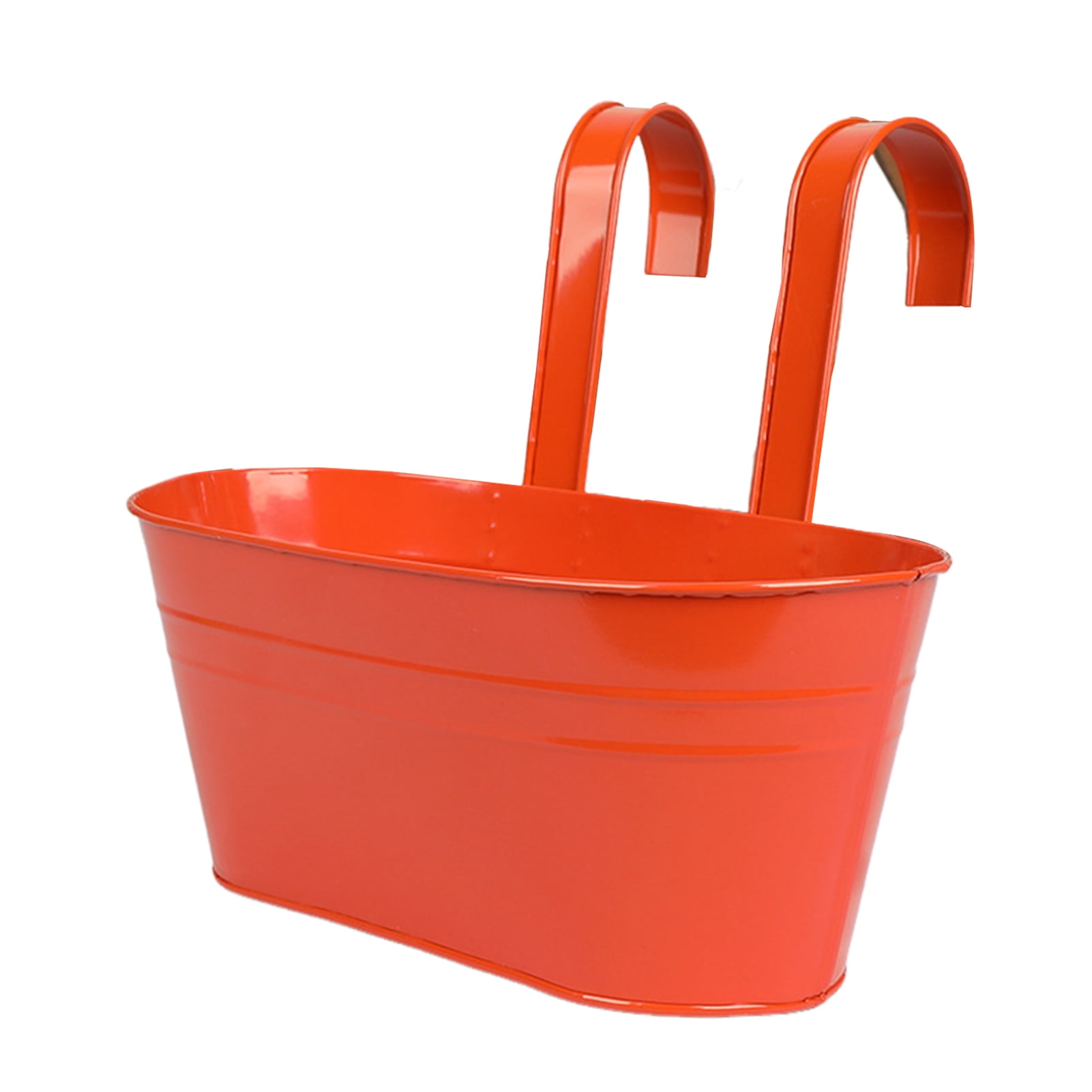 OIUR Metal Hanging Planter Window Flower Plant Holder with Drain Holes Removable Dual Hooks Flower Pot for Balcony Railing Fence