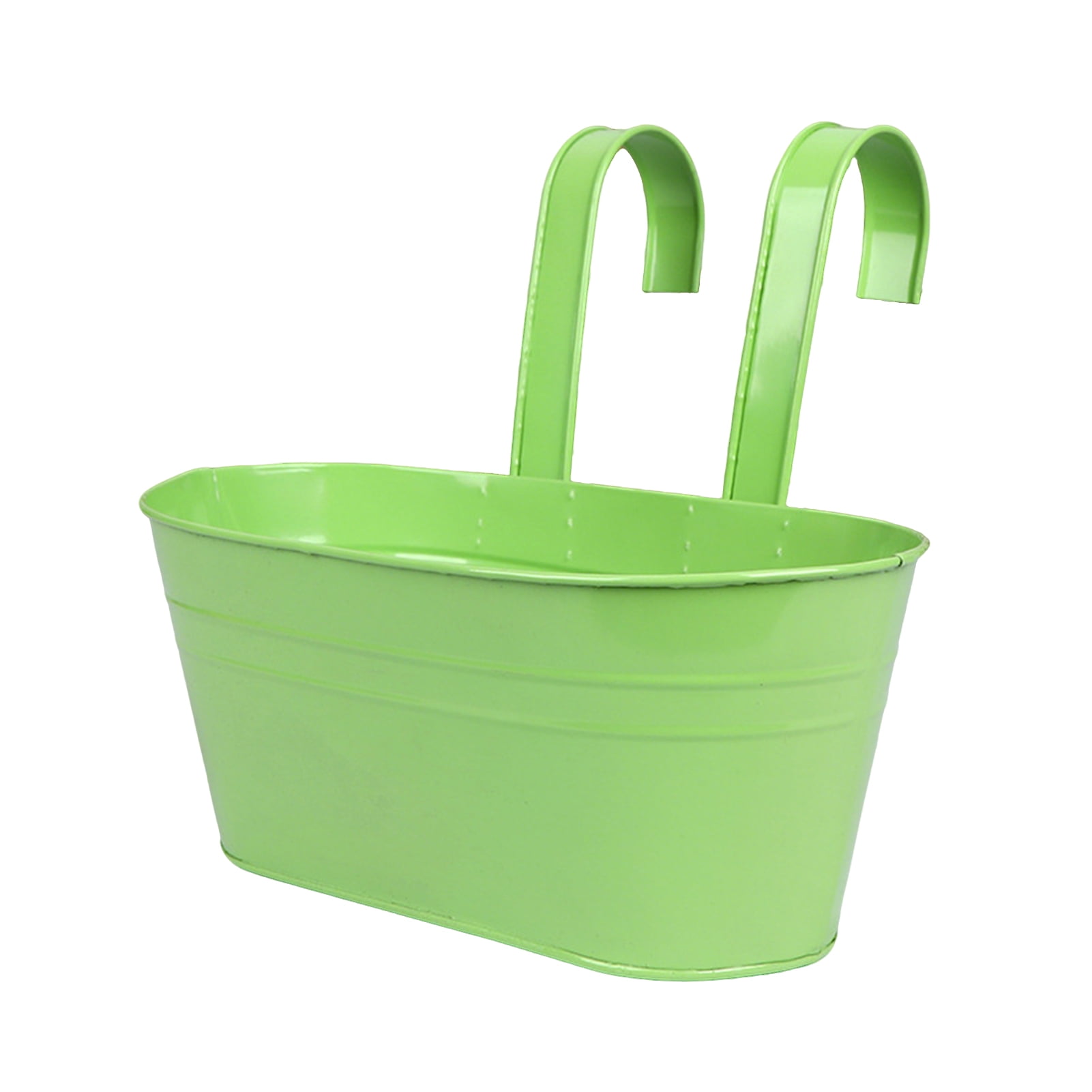 OIUR Metal Hanging Planter Window Flower Plant Holder with Drain Holes Removable Dual Hooks Flower Pot for Balcony Railing Fence