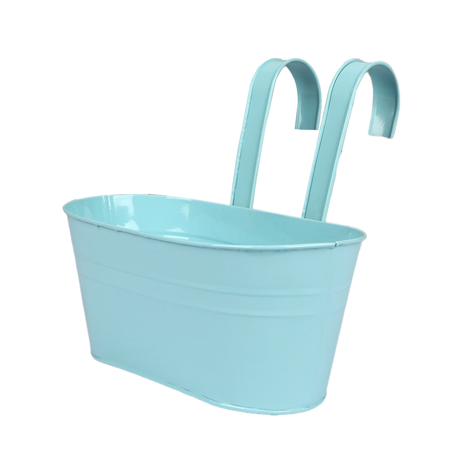 OIUR Metal Hanging Planter Window Flower Plant Holder with Drain Holes Removable Dual Hooks Flower Pot for Balcony Railing Fence