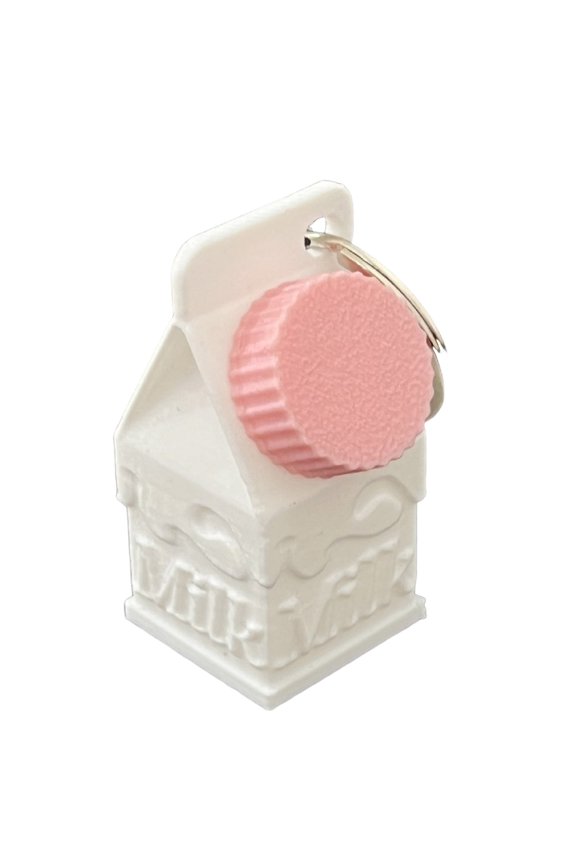Milk Carton Keychain Pendant Mini Milk Carton Shape Pill Storage Box Portable Container Pendant for Backpack Handbag Keychain