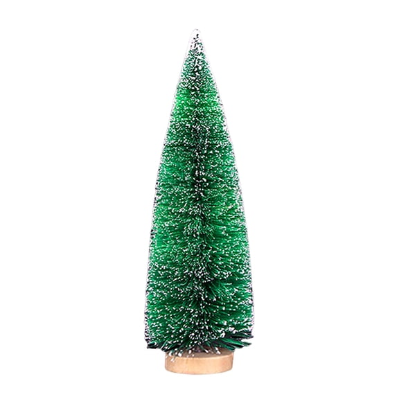 OIUR Mini Christmas Tree Sisal Snow Frost Artificial Pine Tree with Wooden Base Small Bottle Brush Tree Ornament for Winter Tabletop Home Decor