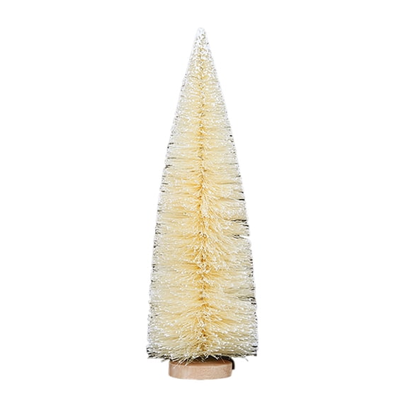 OIUR Mini Christmas Tree Sisal Snow Frost Artificial Pine Tree with Wooden Base Small Bottle Brush Tree Ornament for Winter Tabletop Home Decor