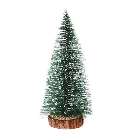 OIUR Mini Christmas Trees Snow Frost Flocked Bottle Brush Tree with Wooden Base Small Artificial Xmas Tree for Winter Holiday Tabletop Decor