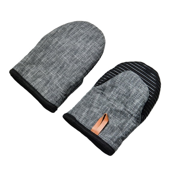 OIUR Mini Oven Gloves Heat-Resistant Kitchen Mitts with Neoprene Palm Faux Leather Loop Anti-Scalding Pot Rack Oven Mitts Cooking Baking Gloves