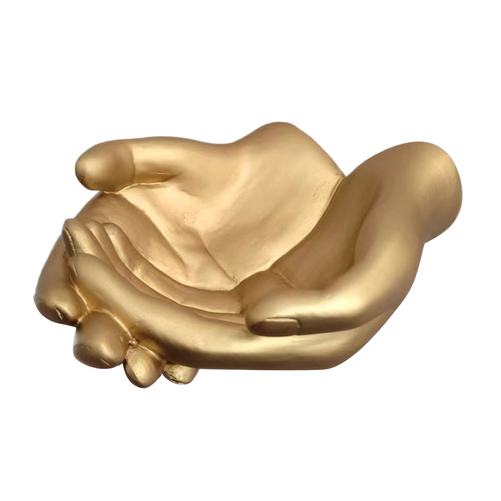 OIUR Palm Sculpture Jewelry Plate Wall Art Hand Statue Storage Tray Resin Golden Hand Sculpture for Home Entrance Living Room Decor