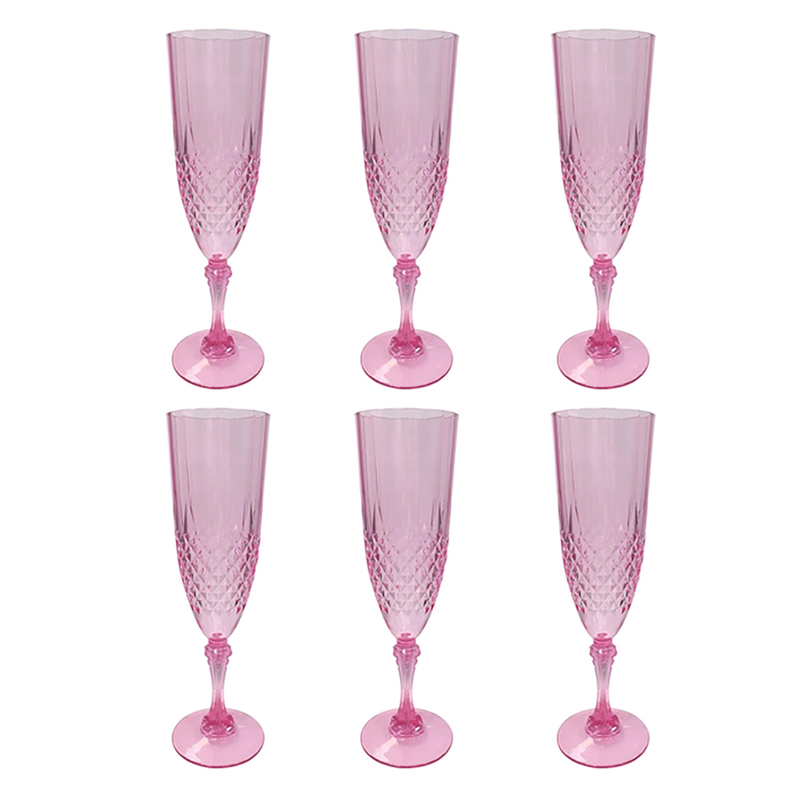 OIUR Plastic Champagne Flutes Transparent Wine Glasses Shatterproof Reusable Wine Goblets Elegant Drinkware for Weddings Parties Toasting