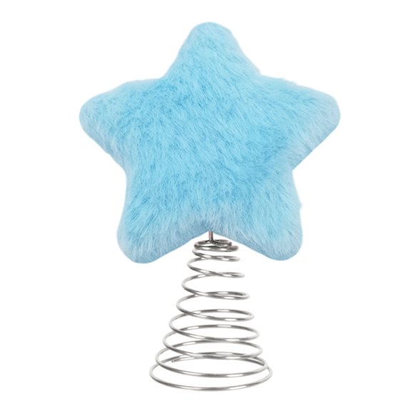 OIUR Plush Star Tree Topper Furry Star Christmas Treetop Ornaments for Winter Rustic Holiday Xmas Party Decoration