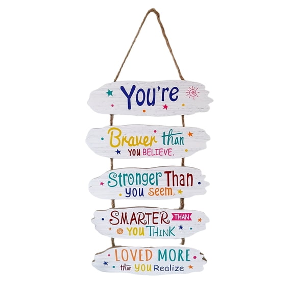 OIUR Positive Affirmation Wall Hanging Sign Wooden Positive Quotes Front Door Hanger Kids Playroom Living Room Bedroom Educational Wall Art Encouragement Sign