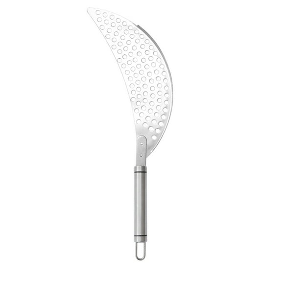 OIUR Pot Strainer with Handle Stainless Steel Colander Pan Pot Strainer Basket Anti-Rust Crescent Shape Noodles Pasta Fruit Veggies Food Strainers for Home Kitchen Cafe Restaurant