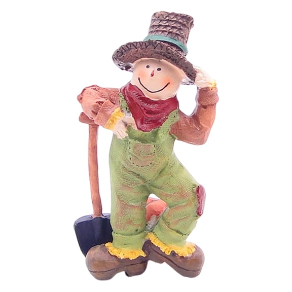 OIUR Pumpkin Scarecrow Figurine Handcrafted Resin Statue Fall Harvest Decoration Home Garden Thanksgiving Decor