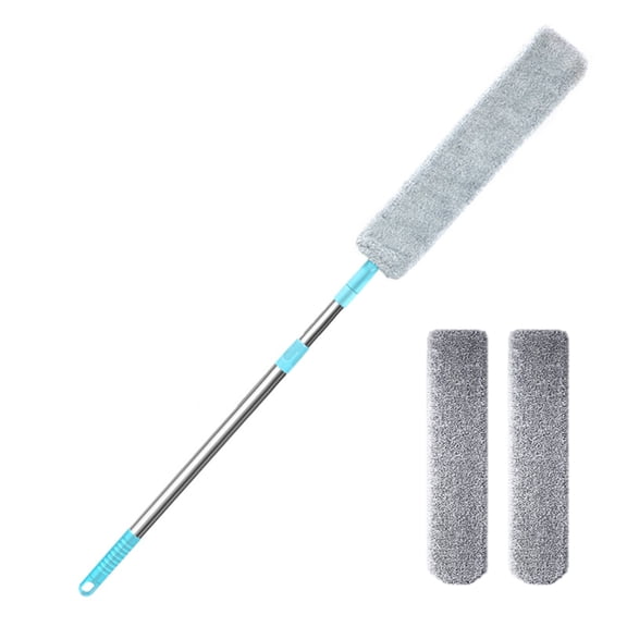 OIUR Retractable Gap Dust Cleaning Tool with 2 Microfiber Clothes Long Handle Flat Duster Flexible Dusting Accessory