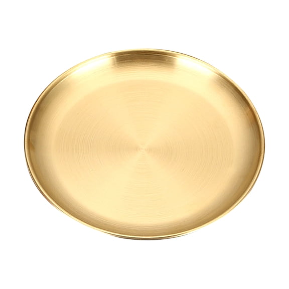 OIUR Round Dinner Plate Serving Platter Stainless Steel Barbecue Tray Korean Style Serving Dish Fruit Dessert Steak Plate