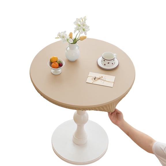OIUR Round Fitted Tablecloth Elastic Table Cover Waterproof Wipeable Table Cloth for Indoor Outdoor Picnic Kitchen Dining 24"-47"