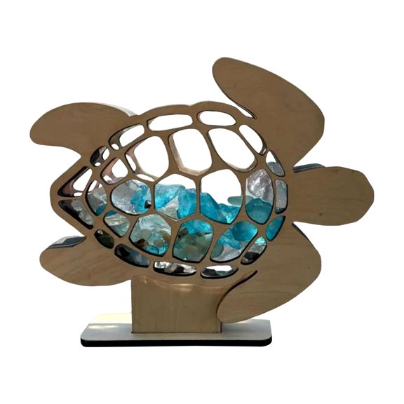 OIUR Sea Glass Display Box Sea Turtle Shaped Storage Box Coastal Seashell Keepsake Case for Shark Teeth Seashell Crystal Collection