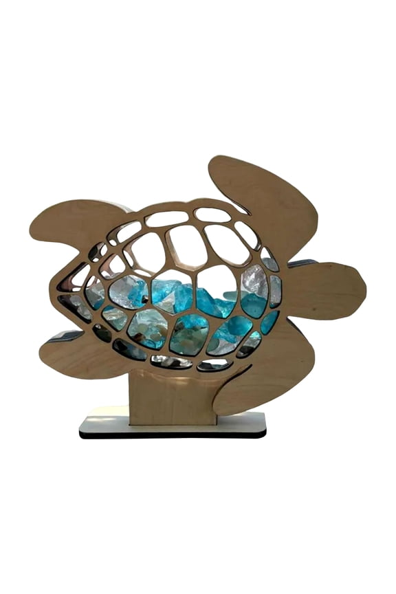Sea Glass Display Box Sea Turtle Shaped Storage Box Coastal Seashell Keepsake Case for Shark Teeth Seashell Crystal Collection