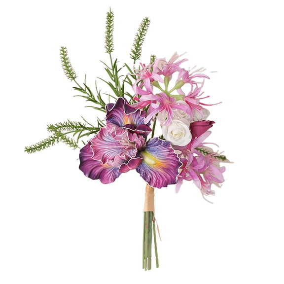 OIUR Simulated Bouquet Irises Doves Bouquet Realistic Silk Flowers Low Maintenance Fake Flower Bouquet Interior Decor