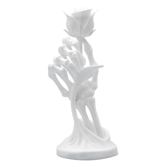 OIUR Skeleton Hand Holding Rose Figurine Halloween Gothic Bone Hand Statue Resin Sculpture Home Office Desktop Decoration Ornament