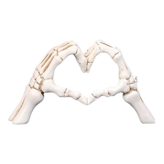 OIUR Skeleton Heart Hands Figurine Resin Love Gesture Statue Gothic Heart Shape Skeleton Hands Ornament for Home Halloween Desktop Decor