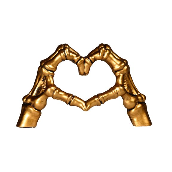 OIUR Skeleton Love Gesture Statue Resin Heart Shape Hands Sculpture Gothic Heart Skeleton Finger Gesture Figurine Romantic Halloween Gift for Couples Friends