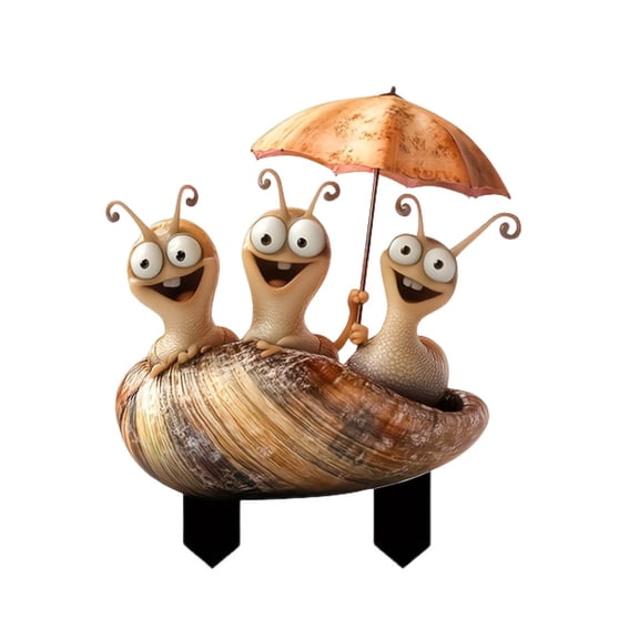 OIUR Snail Garden Stake Cartoon Snails Planter Pot Decor Yard Decoration Acrylic Sign with Spikes for Fairy Garden Accessories Flower Beds Lawns