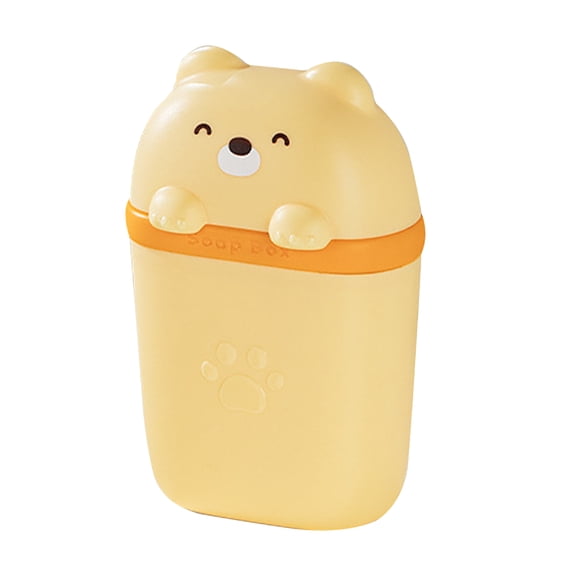 OIUR Soap Box Holder Portable Compact Design Cartoon Bear Soap Dish Waterproof Travel Sealed Storage Box Soap Holder
