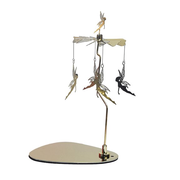 OIUR Spinning Candle Holder with Tray Stainless Steel Rotating Golden Carousel Tea Light Candle Stand Table Centerpiece Party Decoration