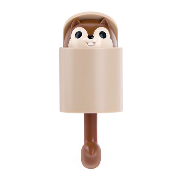 OIUR Squirrel Adhesive Wall Hook, Retractable Cartoon Animal Key Hanger, Decorative No Drilling Hook for Entryway Kitchen Bathroom