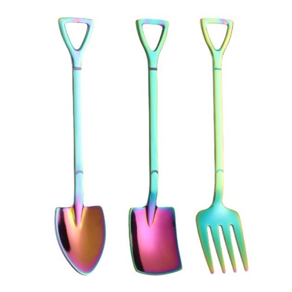 OIUR Stainless Steel Shovel Spoon Ice Cream Spoon Mini Dessert Spoons Creative Shapes Coffee Teaspoon Gift for Kitchen Restaurant Party