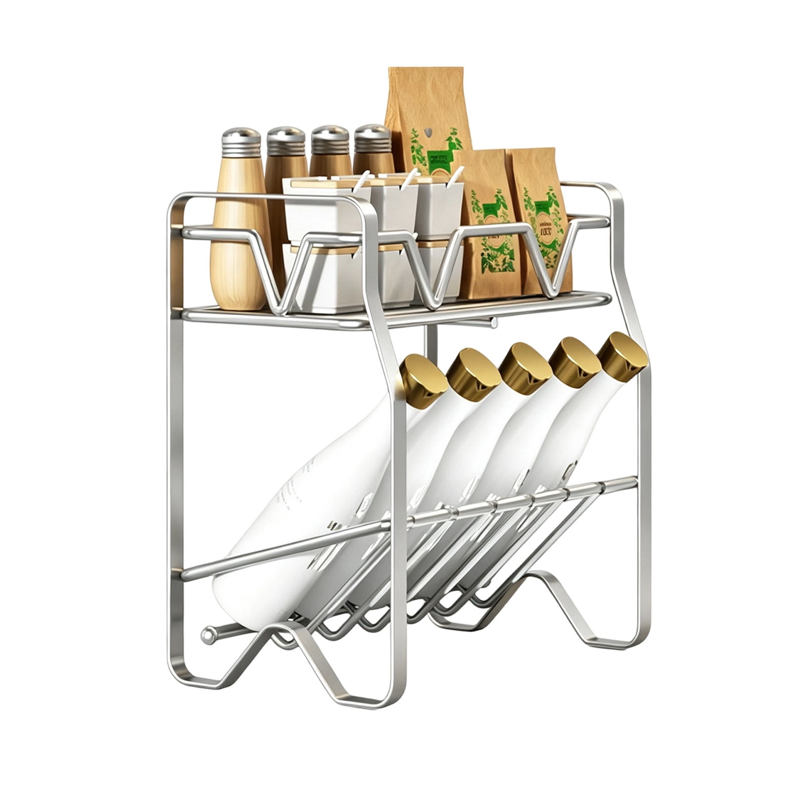 Condimnet Rack OIUR Stainless Steel Spice Rack, 2/3/4 Tier Condiment Organizer for ...