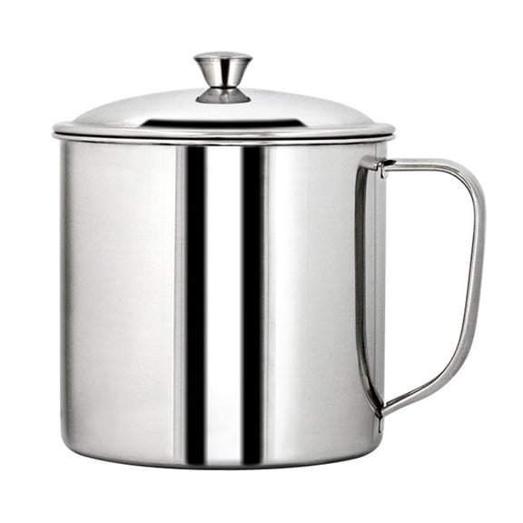 OIUR Stainless Steel Water Cup with Lid Handle Hot Cold Beverage Mug for Camping Picnic BBQ Corrosion Resistant Easy Clean Single Wall Air Beer Cup