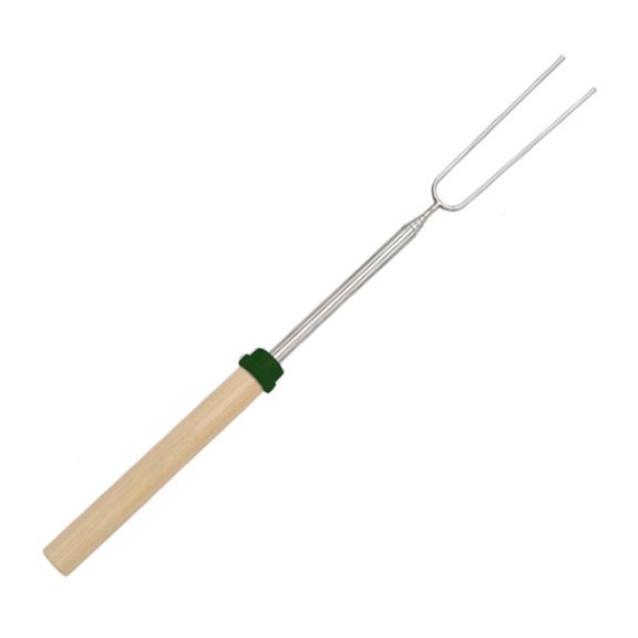 OIUR Telescopic BBQ Fork Stainless Steel U-shaped Kabob Skewers Extendable Marshmallow Hot Dog Roasting Sticks for Campfire Picnic Outdoor Cooking