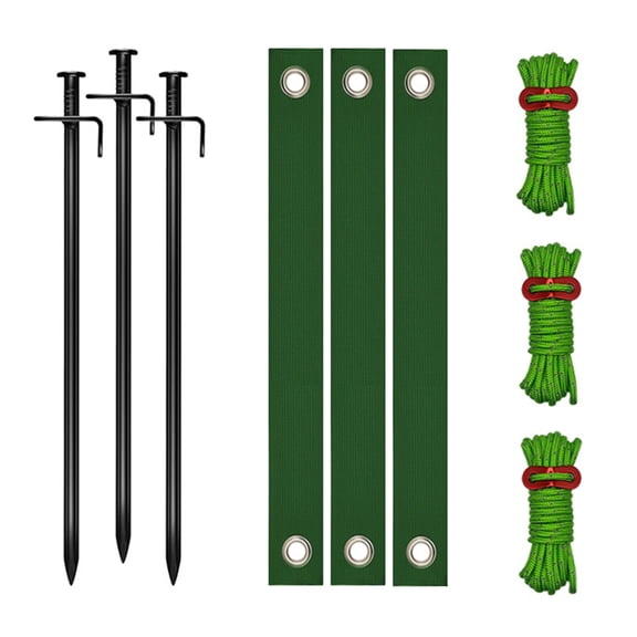 OIUR Tree Stake Kit Heavy Duty Young Trees Supports Against Bad Weather Tree Staking Kit with Ground Stakes 4m Ropes Tree Ties for Leaning Trees