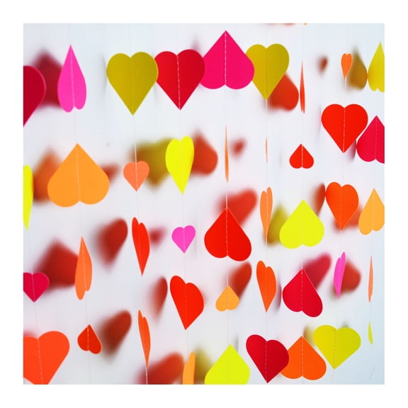 OIUR UV Neon Party Decoration Fluorescent Star Heart Circle Dot Garland Glow in The Dark Hanging Streamers Banner for Baby Bridal Shower Birthday Backdrop Decor