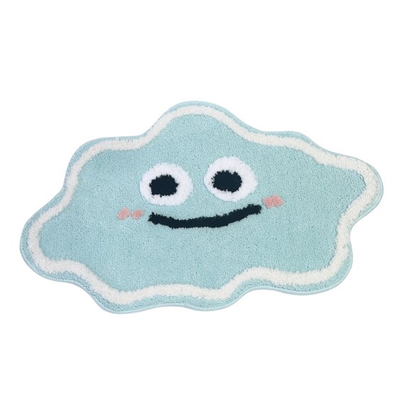 OIUR Ultra Soft Floor Mat Smiling Cloud Shape High Absorbent Thick Bath Mat Anti-Slip Design Quick Drying Bathroom Rug
