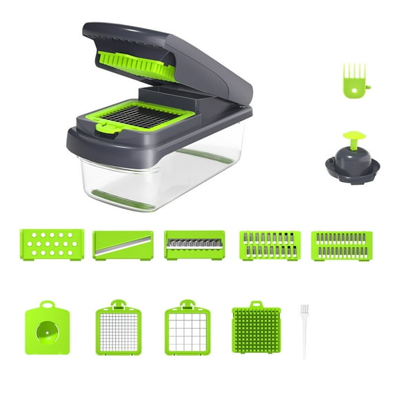 OIUR Vegetable Chopper 14-in-1 Kit Stainless Steel Onion Chopper with Container Veggie Cutter Kitchen Essential