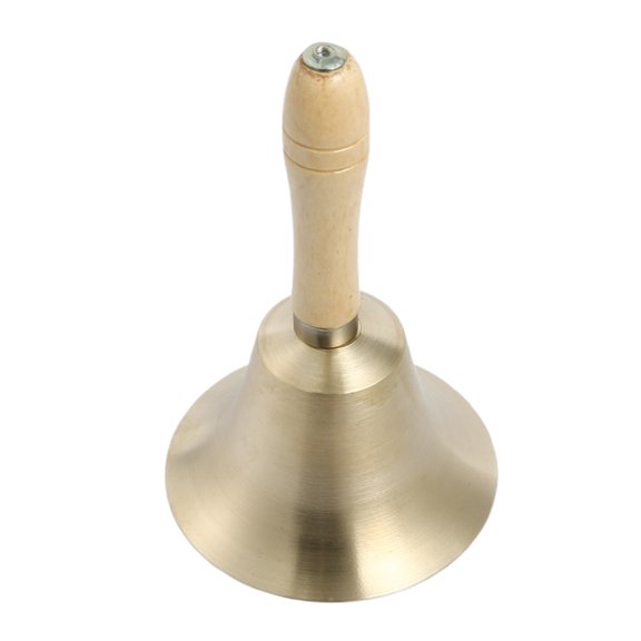 OIUR Vintage Alloy Hand Bell with Wooden Handle Super Loud Heavy Duty Wedding Animal Training Dinner Meditation Musical Teaching Service Call Bell