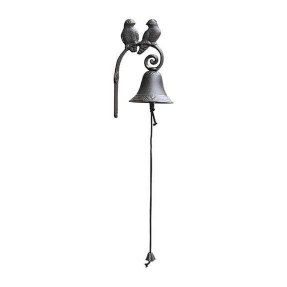 OIUR Vintage Dinner Bell Wall Mounted Bell with Birds Indoor Outdoor Wall Bell with Rope for Home Farmhouse Church Tavern School Decor