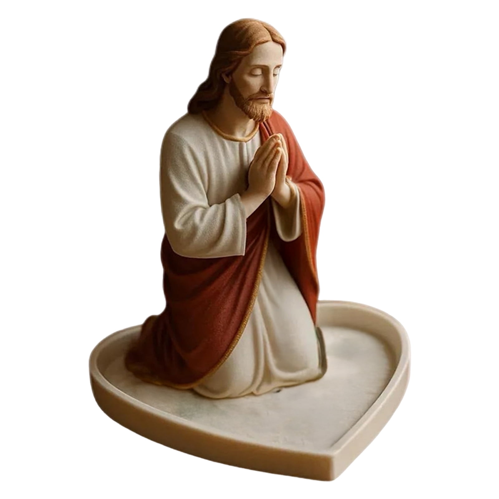 OIUR Virgin Mary Rosary Holder Resin Mary or Jesus Figurine Jewelry Dish Our Lady Prayer Rosary Dish Religious Gift Catholic Decor for Home Bedroom Personal Devotional