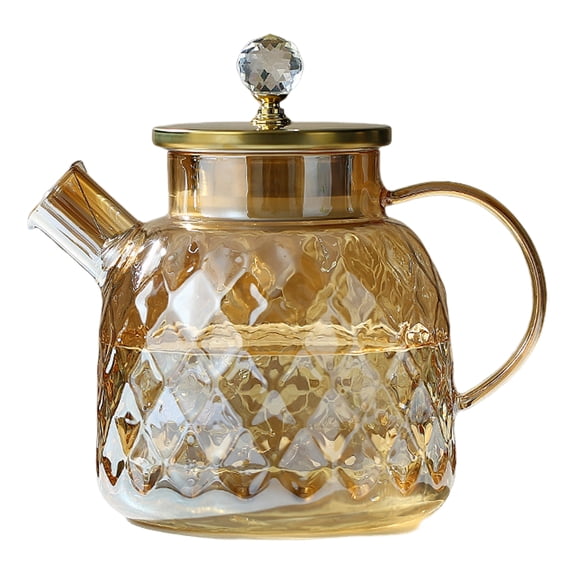 OIUR Water Pitcher Cold Brew Tea Carafe Heat Resistant Teapot Diamond-Cut Design Glass Water Kettle for Iced Tea