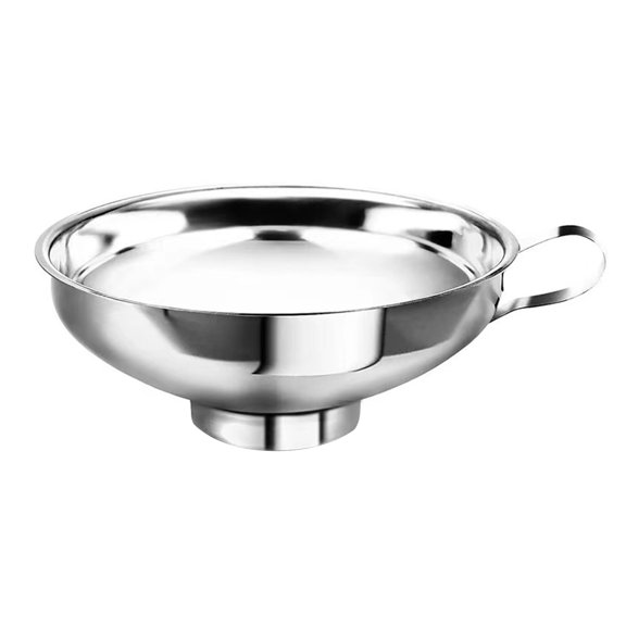 OIUR Wide Mouth Funnel with Handles Stainless Steel Kitchen Funnel Cup Jam Salad Dressing Hoppers Filter for Oil Coffee Wine Water