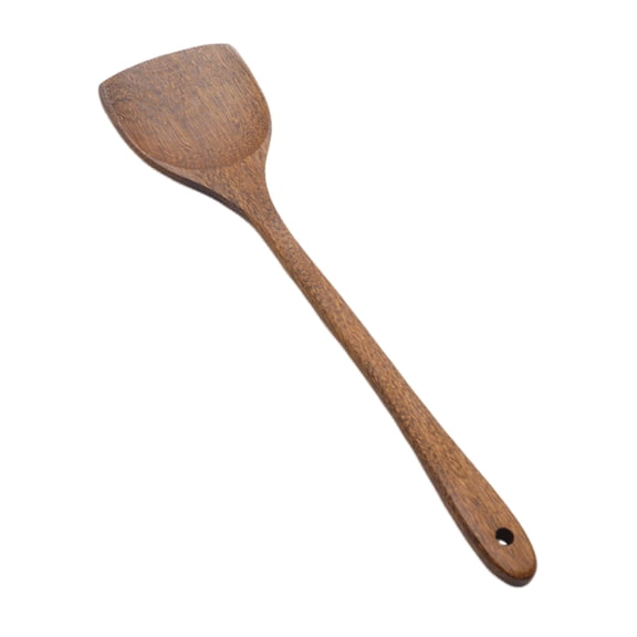 OIUR Wood Rice Spoon Long Handle Flat Frying Turner Spatula Soup Ladle Cooking Utensil Round Edges Kitchen Tools