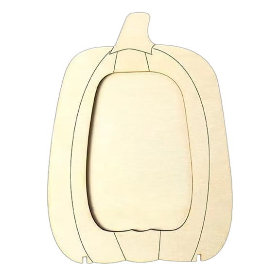 OIUR Wooden Pumpkin Photo Frame, Halloween Thanksgiving DIY Paintable Craft for Kids, Blank Wood Picture Holder, Fall Harvest Tabletop Decor for Living Room Desk