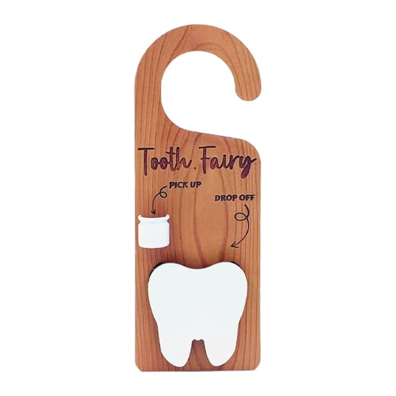 OIUR Wooden Tooth Holder Door Hanger Lost Teeth Pick-up Drop-Off Door Holder Knob Hanging Decoration Kids Room Decoration Boys Girls Encourage Gift