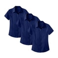 thumbnail image 1 of OIUUAK 3 Pack Women's Office Blouses Short Sleeve Button Down Stretchy Fabric Soft Breathable Wrinkle Free Collared Shirt Business Casual Everyday Wear, S, 1 of 5