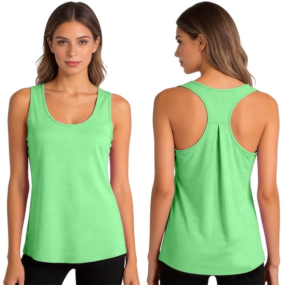 OIUUAK Racerback Athletic Tank Tops, Loose Fit Workout Tops for Women Lightweight Breathable Summer Running Yoga Gym Shirts Sleeveless, Green